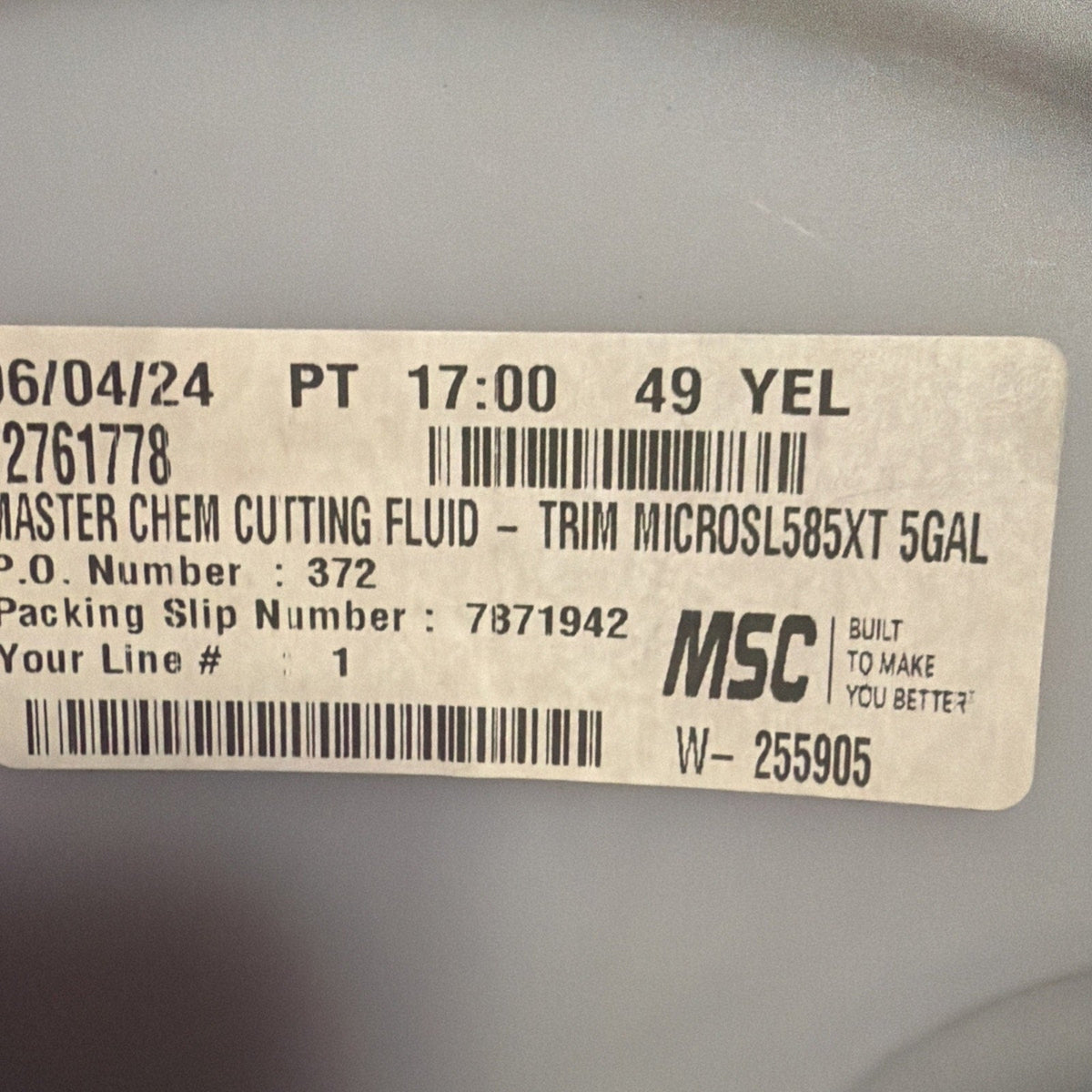 TRIM MicroSol 585XT Cutting Fluid 5 Gallon Semi Synthetic CNC Coolant. Sealed-TRIM MicroSol 585XT Cutting Fluid 5 Gallon Semi Synthetic CNC Coolant. Sealed