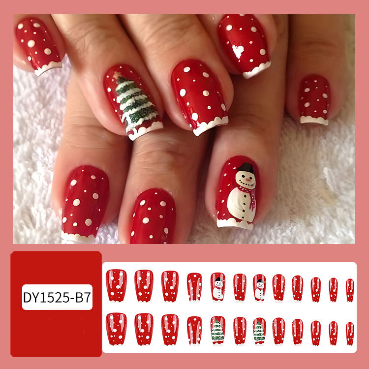 24pcs Christmas False Nails Hat Striped Snowflake Nail Art Stickers For Parties Dances Or Holiday Wear-bb7acd29631c2c2a230b9d6a4f7116a3