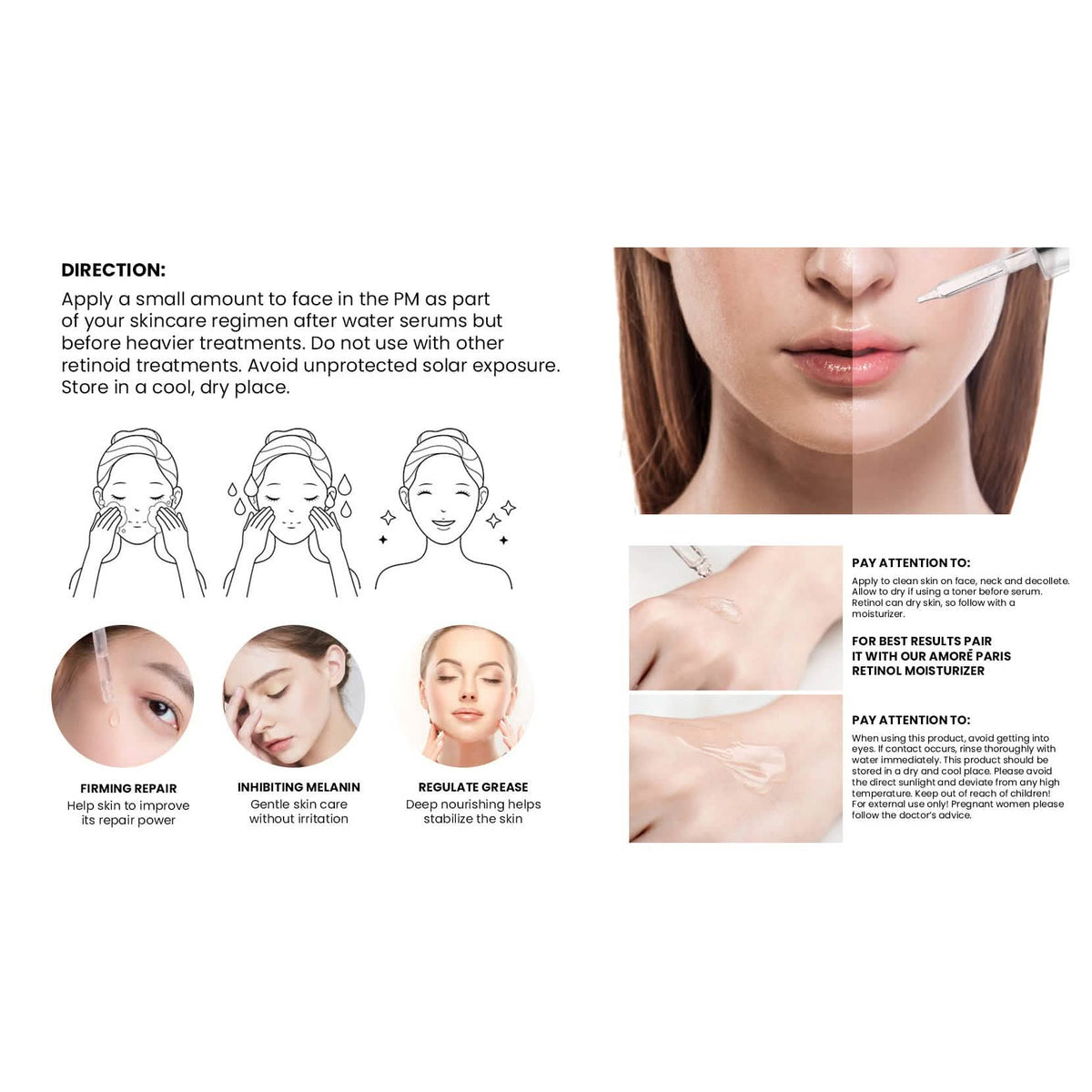 Amore Paris 2.5% Retinol Serum For Face With Hyaluronic Acid Night Facial Serum-Amore Paris 2.5% Retinol Serum For Face With Hyaluronic Acid Night Facial Serum