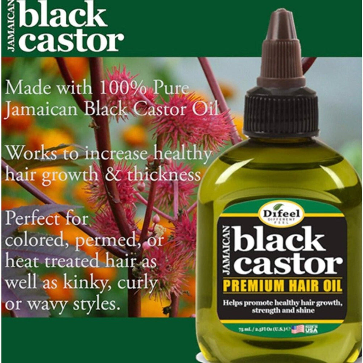 Difeel Superior Growth Jamaican Black Castor Premium Hair Oil 2.5 oz-Difeel Superior Growth Jamaican Black Castor Premium Hair Oil 2.5 oz