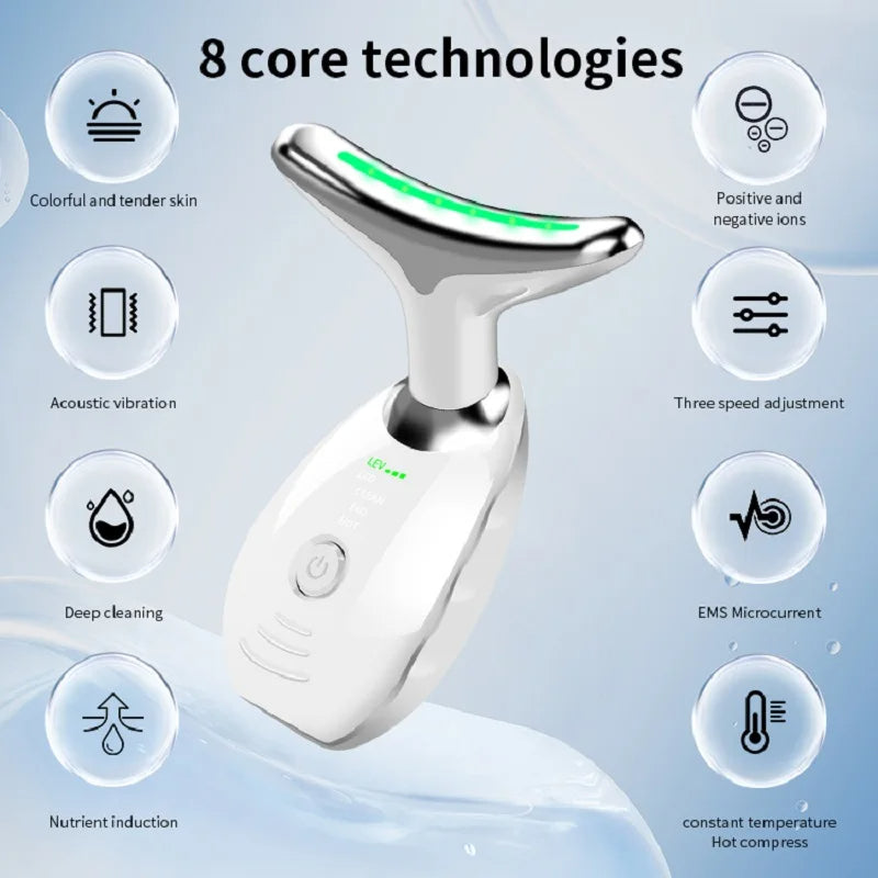 Neck Face Beauty Device Colorful LED Photon Therapy Skin Tighten Reduce Double Chin Anti Wrinkle Remove Lifting Massager-7e4bca30bb50933ee0f5e25f1912d859