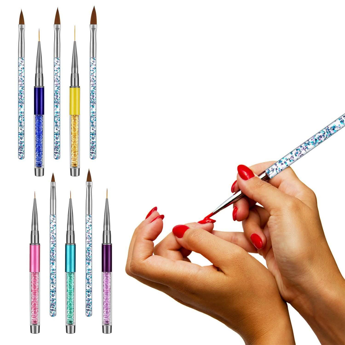 10-Pack: Premium Silicone 3D Nail Art Liner and Brushes Set-10-Pack: Premium Silicone 3D Nail Art Liner and Brushes Set