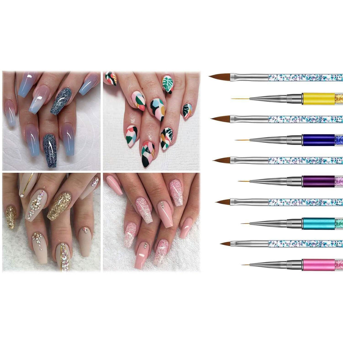 10-Pack: Premium Silicone 3D Nail Art Liner and Brushes Set-10-Pack: Premium Silicone 3D Nail Art Liner and Brushes Set