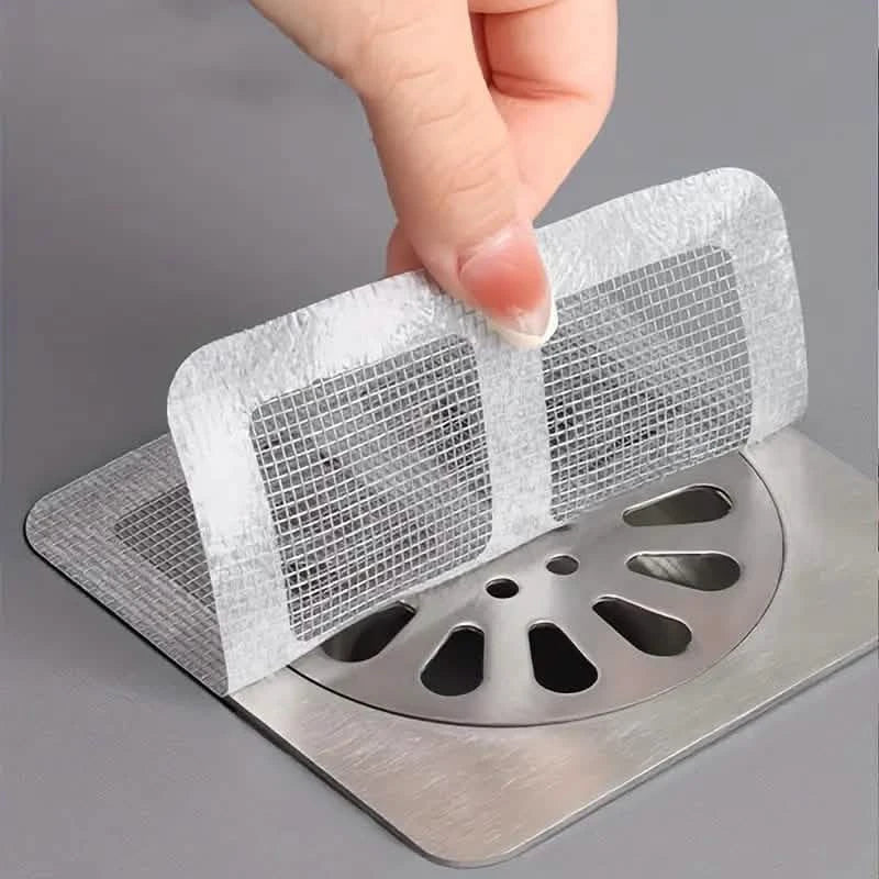 10-Pack: Shower Drain Hair Catcher Waterproof Mesh Stickers-10-Pack: Shower Drain Hair Catcher Waterproof Mesh Stickers