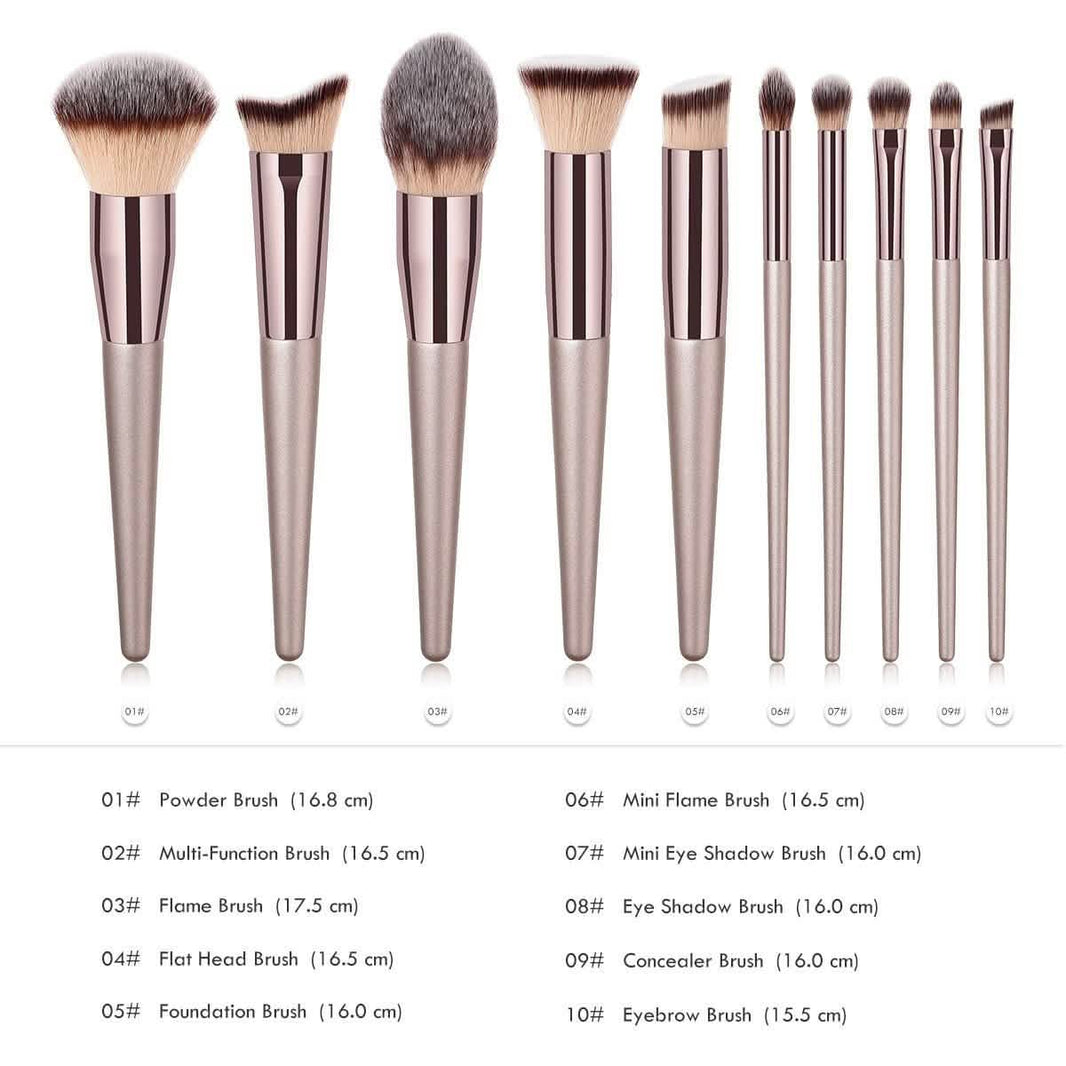 10-Piece: Glow Makeup Brushes-10-Piece: Glow Makeup Brushes