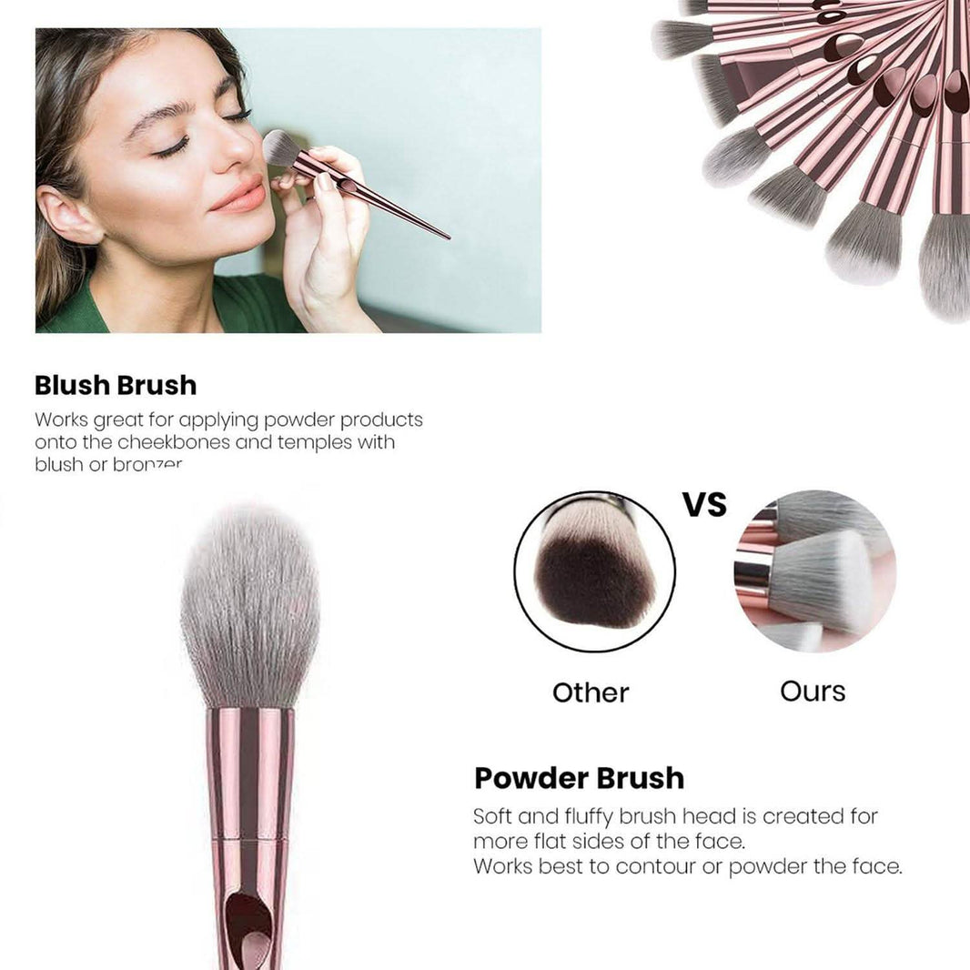 10-Piece: Metallic Premium Cosmetic Makeup Brushes Set-10-Piece: Metallic Premium Cosmetic Makeup Brushes Set