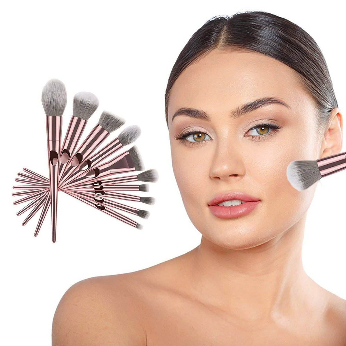 10-Piece: Metallic Premium Cosmetic Makeup Brushes Set-10-Piece: Metallic Premium Cosmetic Makeup Brushes Set