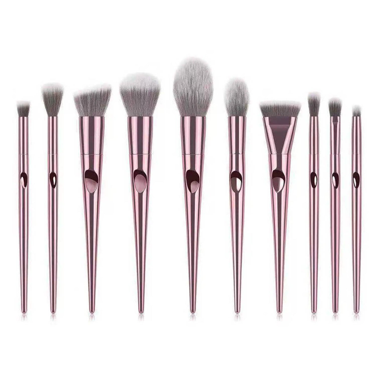 10-Piece: Metallic Premium Cosmetic Makeup Brushes Set-10-Piece: Metallic Premium Cosmetic Makeup Brushes Set