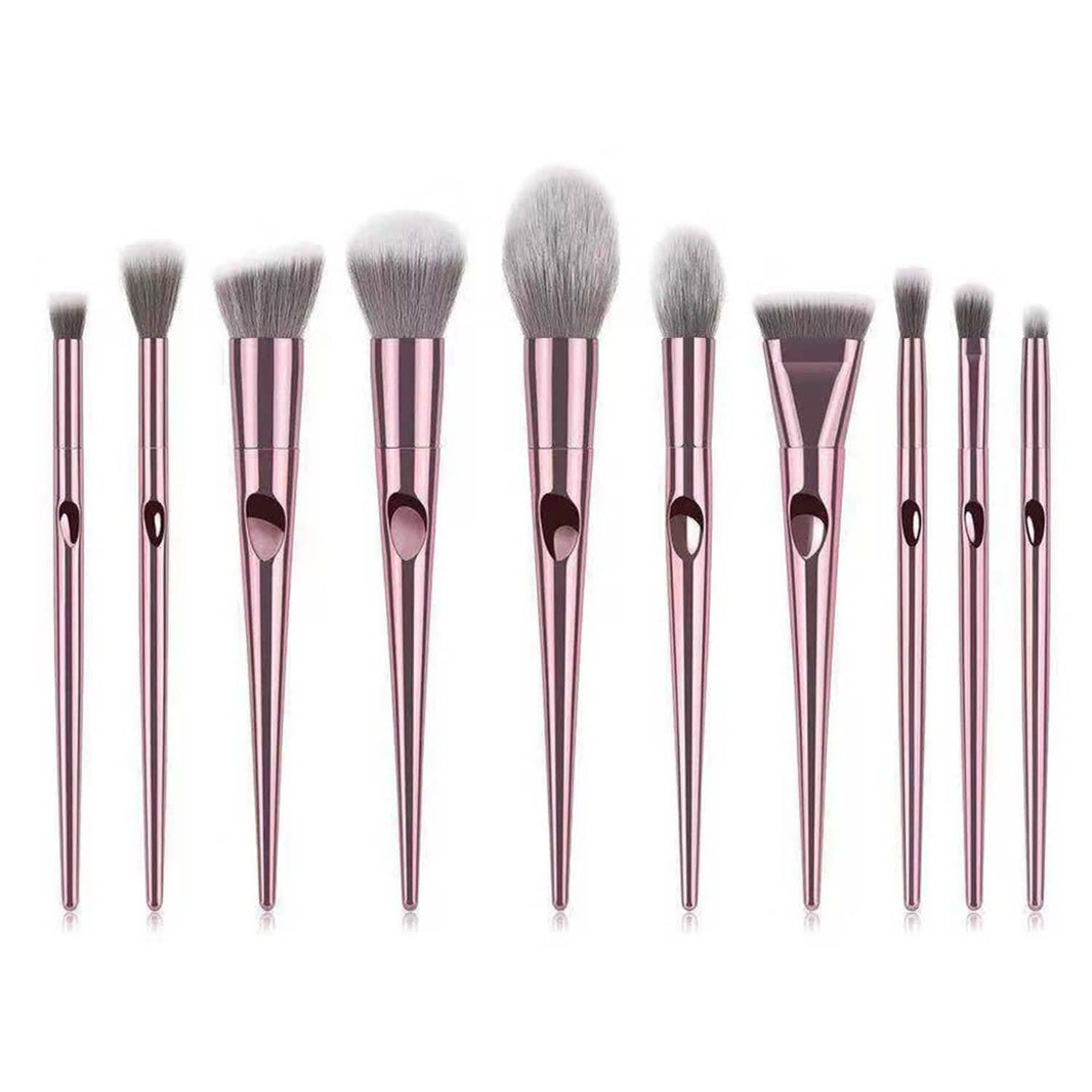 10-Piece: Metallic Premium Cosmetic Makeup Brushes Set-10-Piece: Metallic Premium Cosmetic Makeup Brushes Set