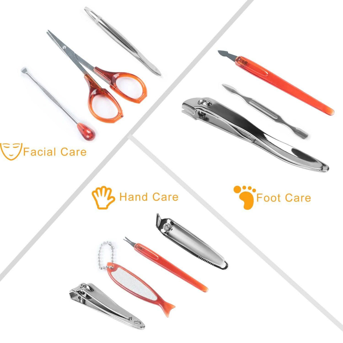 10-Piece: Pedicure, Manicure and Grooming Kit with Leather Case-10-Piece: Pedicure, Manicure and Grooming Kit with Leather Case