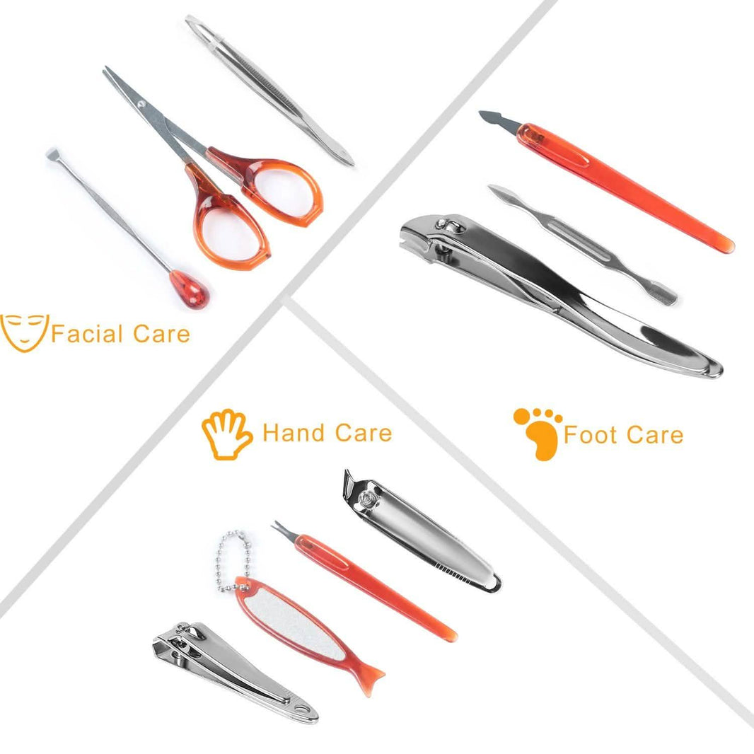 10-Piece: Pedicure, Manicure and Grooming Kit with Leather Case-10-Piece: Pedicure, Manicure and Grooming Kit with Leather Case