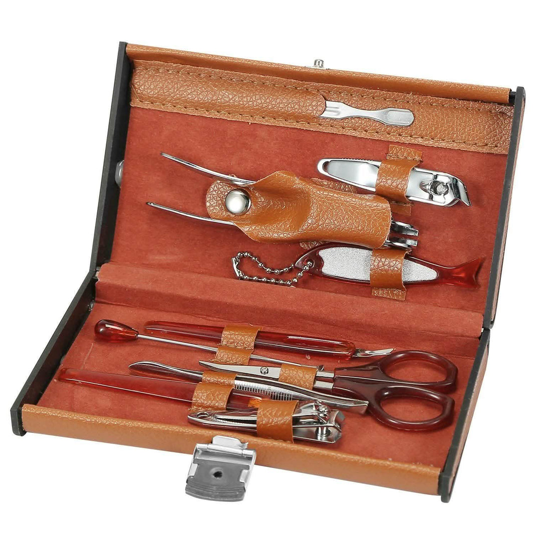 10-Piece: Pedicure, Manicure and Grooming Kit with Leather Case-10-Piece: Pedicure, Manicure and Grooming Kit with Leather Case