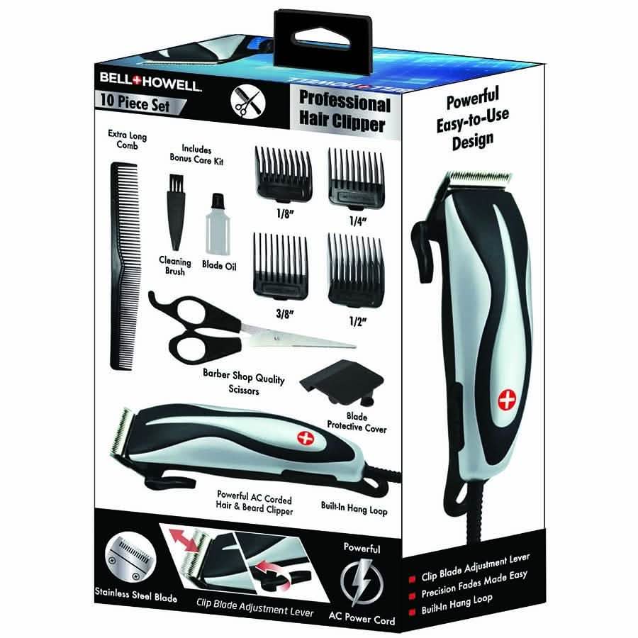 10-Piece Set: Bell Howell Professional Hair Clipper-10-Piece Set: Bell Howell Professional Hair Clipper