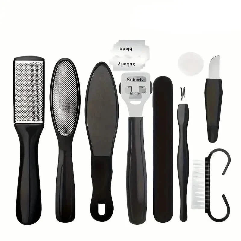 10-Piece Set: Stainless Steel Foot Care Kit - Portable Pedicure & Manicure Set-10-Piece Set: Stainless Steel Foot Care Kit - Portable Pedicure & Manicure Set