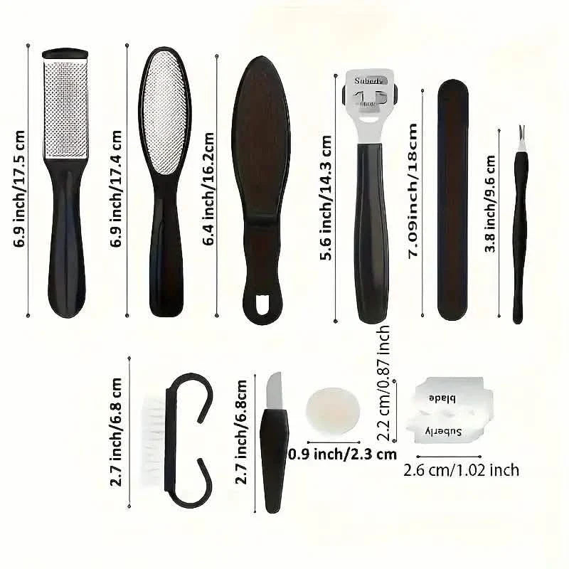 10-Piece Set: Stainless Steel Foot Care Kit - Portable Pedicure & Manicure Set-10-Piece Set: Stainless Steel Foot Care Kit - Portable Pedicure & Manicure Set