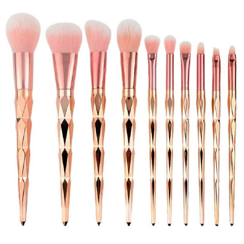 10-Piece: Unicorn Makeup Brush Rose Gold Diamond Handle Set-10-Piece: Unicorn Makeup Brush Rose Gold Diamond Handle Set