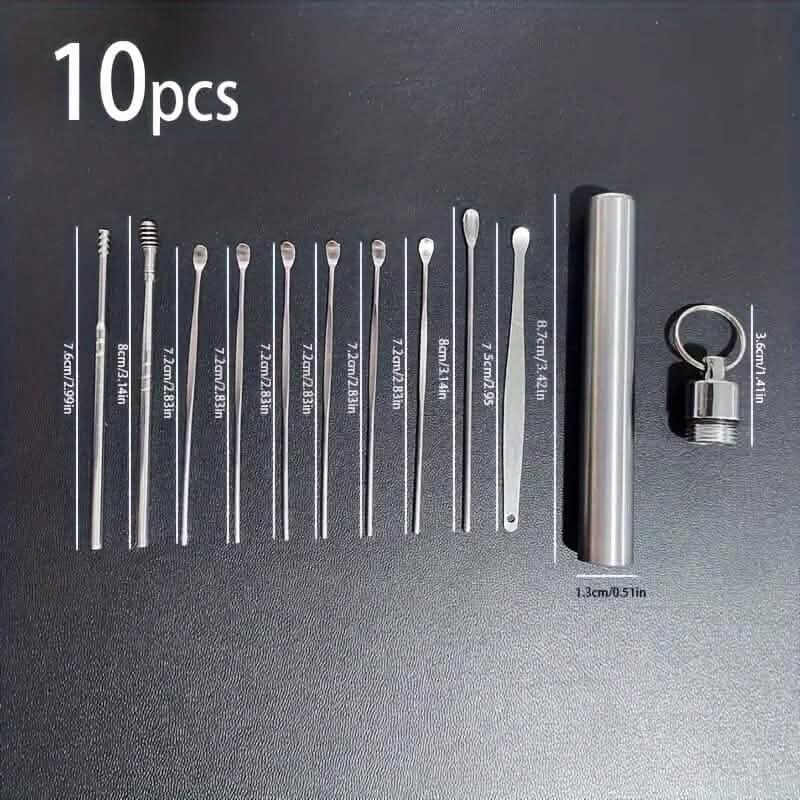 10-Pieces: Stainless Steel Ear Wax Removal Tool Set-10-Pieces: Stainless Steel Ear Wax Removal Tool Set