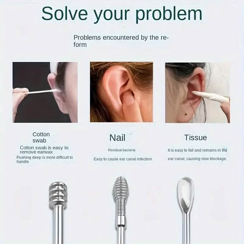 10-Pieces: Stainless Steel Ear Wax Removal Tool Set-10-Pieces: Stainless Steel Ear Wax Removal Tool Set
