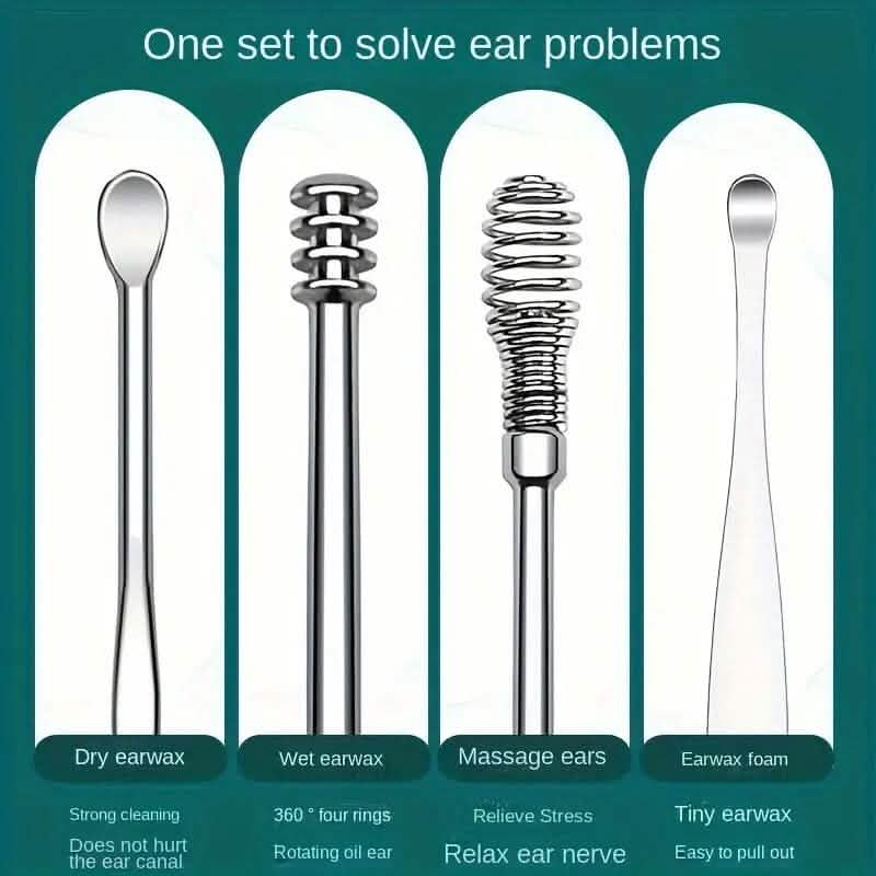 10-Pieces: Stainless Steel Ear Wax Removal Tool Set-10-Pieces: Stainless Steel Ear Wax Removal Tool Set
