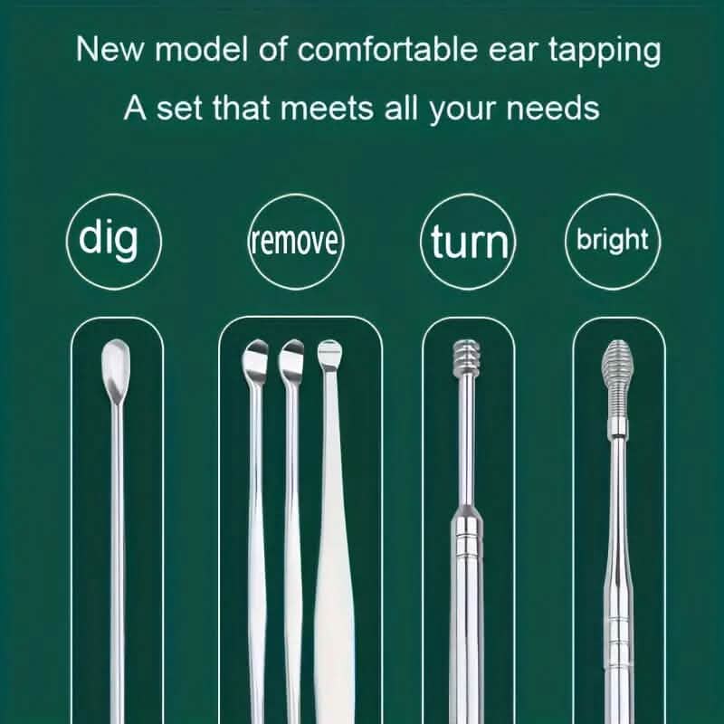 10-Pieces: Stainless Steel Ear Wax Removal Tool Set-10-Pieces: Stainless Steel Ear Wax Removal Tool Set