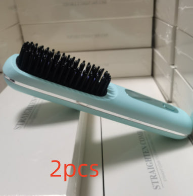 2 In 1 Straight Hair Comb Wireless Hair Straightener Brush Hair Fast Heating Portable Hot Curler USB Charging-5994ba0b297271486d1df28d038d5e59