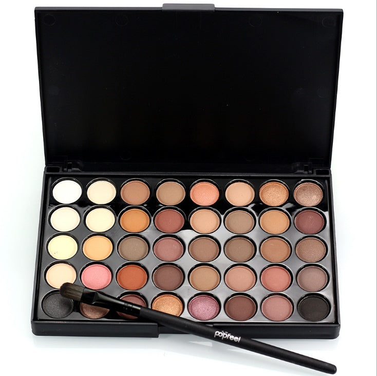 Palette Matte Eyeshadow Pallete Glitter Powder Eye Shadow Earth Shadow Brush Set-fdf875581fc633ad9aa1d850b87a43d0