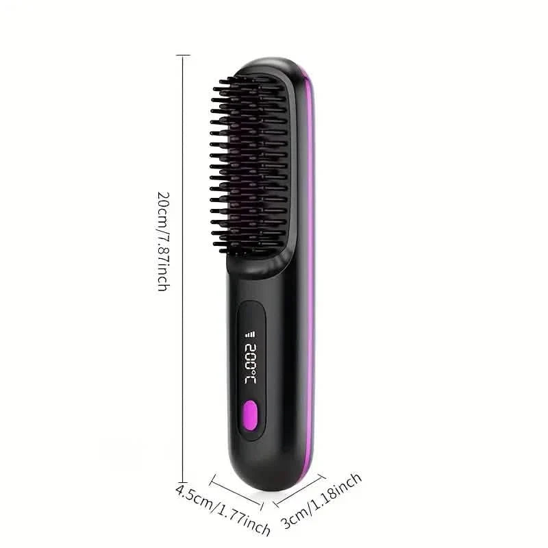 Portable Wireless Hair Straightener Comb – USB Rechargeable, 3-Speed, Negative Ion-Portable Wireless Hair Straightener Comb – USB Rechargeable, 3-Speed, Negative Ion