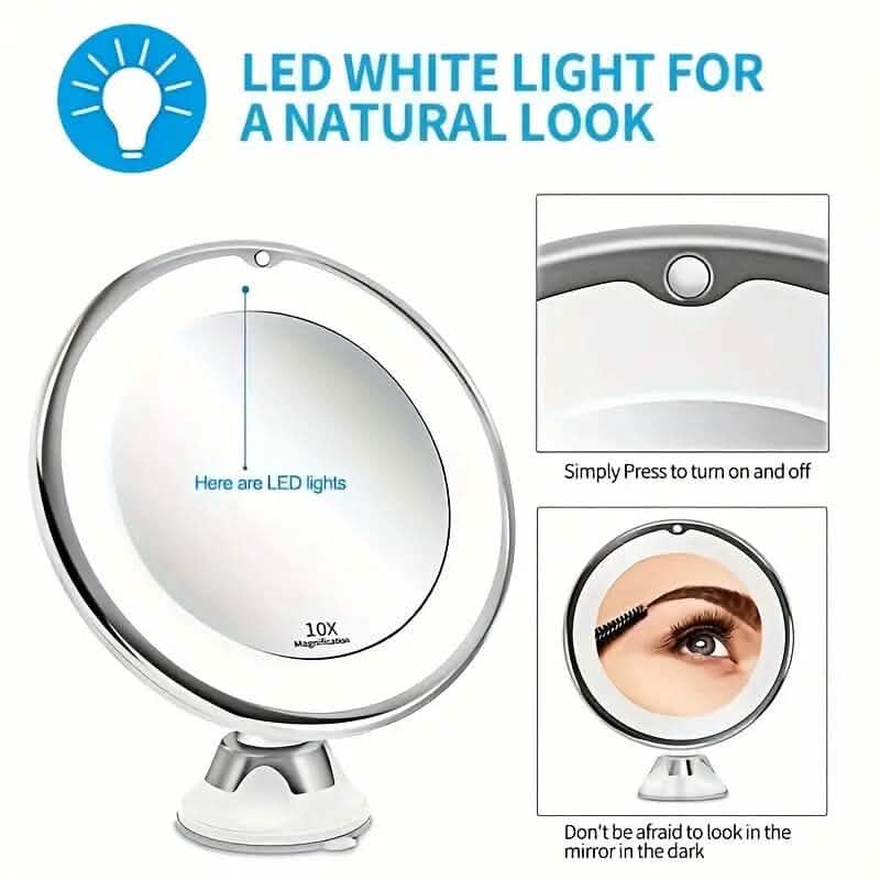 10X Magnifying LED Lighted Makeup Mirror-10X Magnifying LED Lighted Makeup Mirror