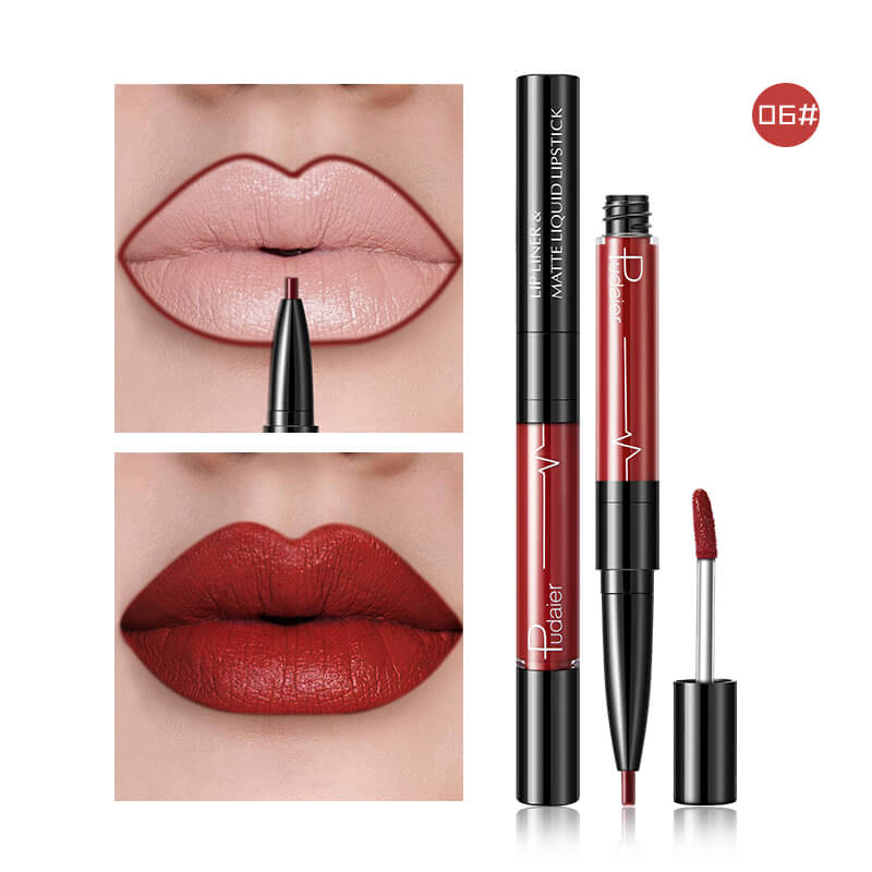 Pudaier Matte Lip Gloss Lip Liner 2 in1 Maquiagem Profissional Completa Agate Red Lip Tint Plumper Tattoo Makeup liquid Lipstick-c97830bef174315e0d2a04cc62ce91d1