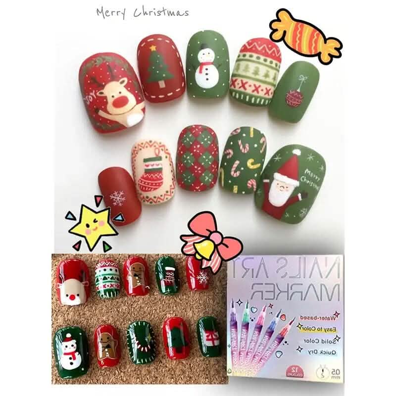12-Color Nail Art Pen Set Quick Dry Acrylic Paint Markers-12-Color Nail Art Pen Set Quick Dry Acrylic Paint Markers