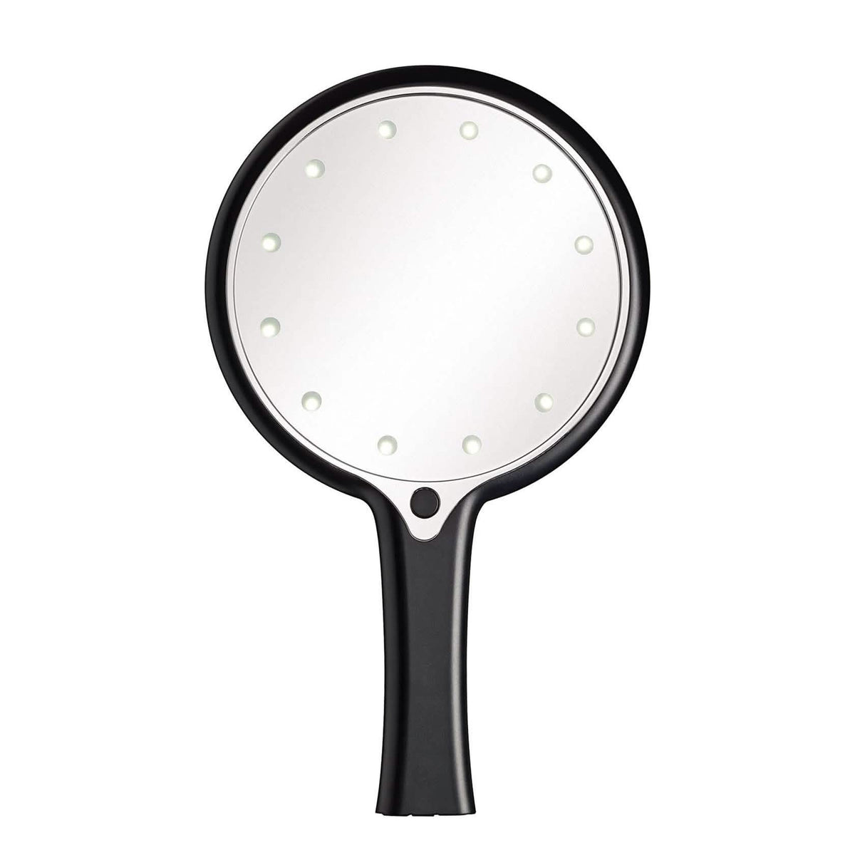 12 LED Lighted Hand Held Cosmetic Mirror, Black-12 LED Lighted Hand Held Cosmetic Mirror, Black