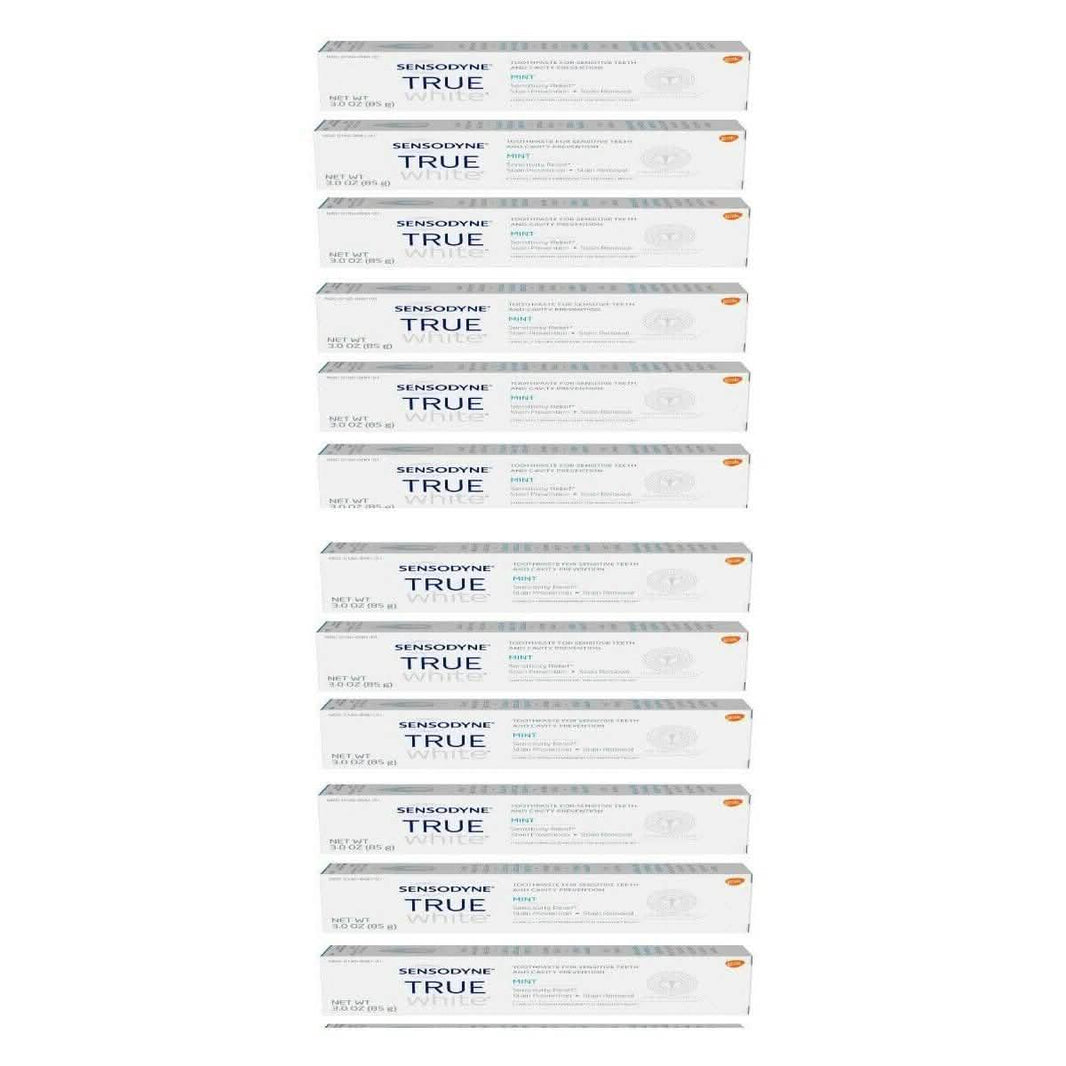 12-Pack: Sensodyne True White Mint Sensitivity Toothpaste 3oz-12-Pack: Sensodyne True White Mint Sensitivity Toothpaste 3oz