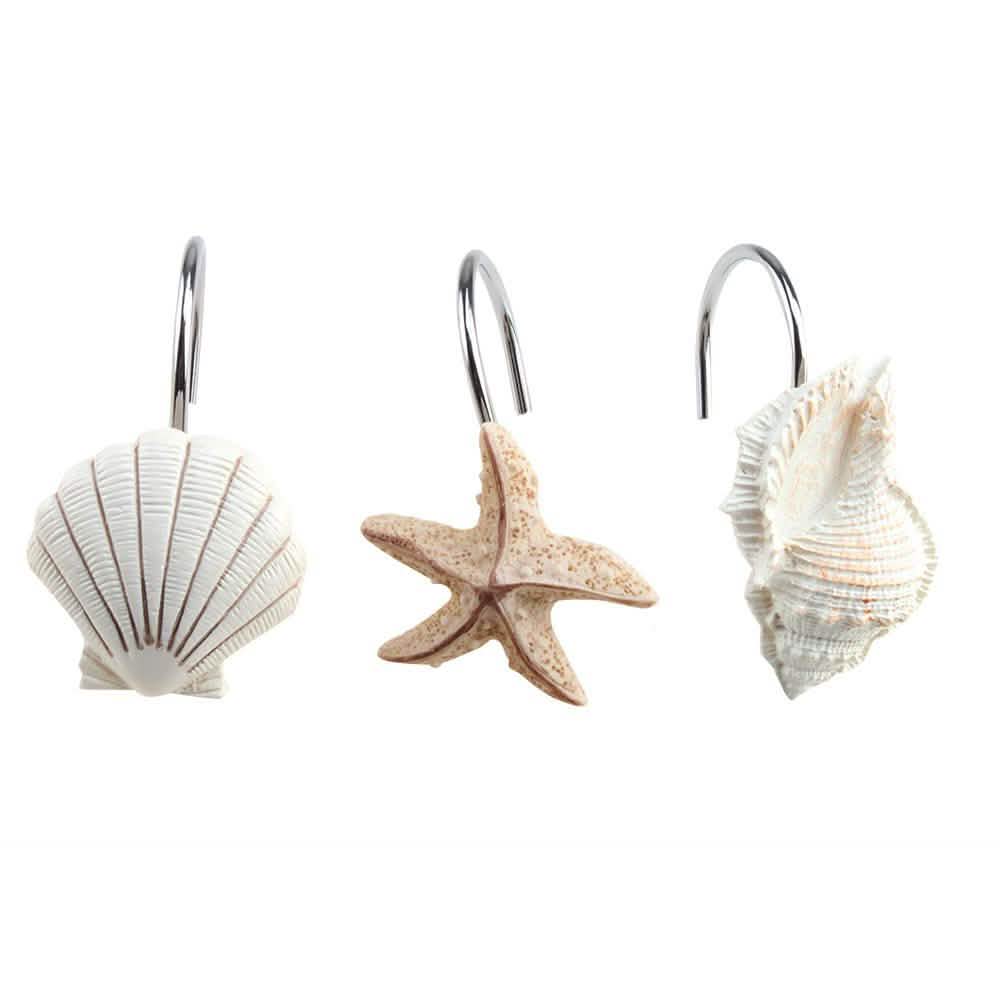 12-Piece: AGPTEK Decorative Seashell Shower Curtain Hooks-12-Piece: AGPTEK Decorative Seashell Shower Curtain Hooks