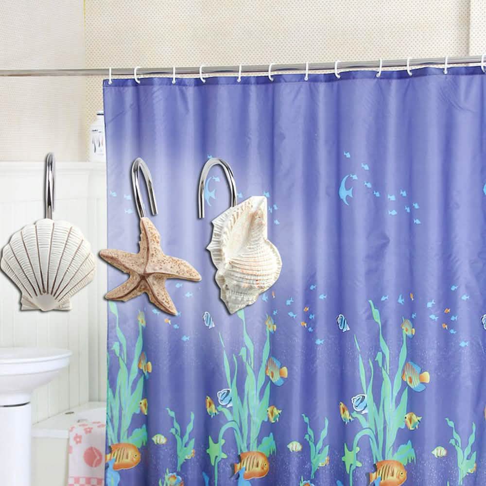 12-Piece: AGPTEK Decorative Seashell Shower Curtain Hooks-12-Piece: AGPTEK Decorative Seashell Shower Curtain Hooks