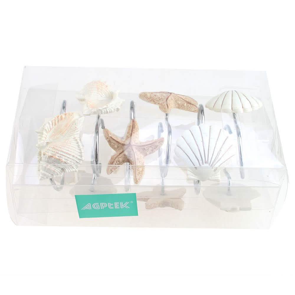 12-Piece: AGPTEK Decorative Seashell Shower Curtain Hooks-12-Piece: AGPTEK Decorative Seashell Shower Curtain Hooks