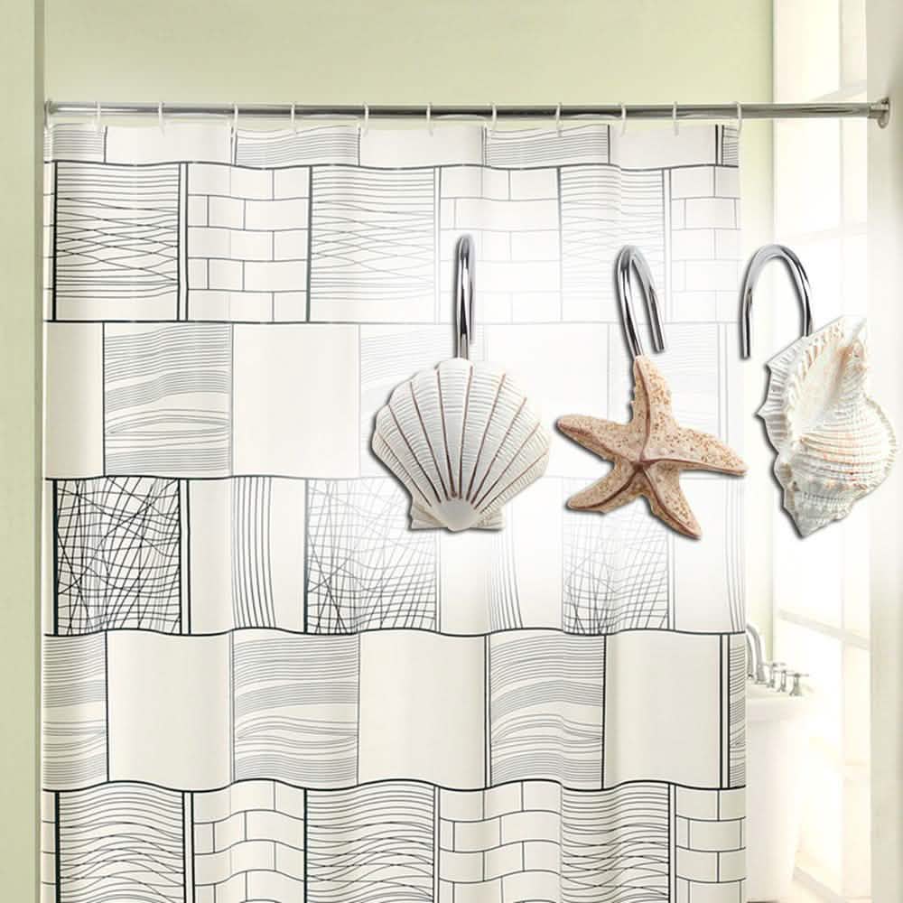 12-Piece: AGPTEK Decorative Seashell Shower Curtain Hooks-12-Piece: AGPTEK Decorative Seashell Shower Curtain Hooks