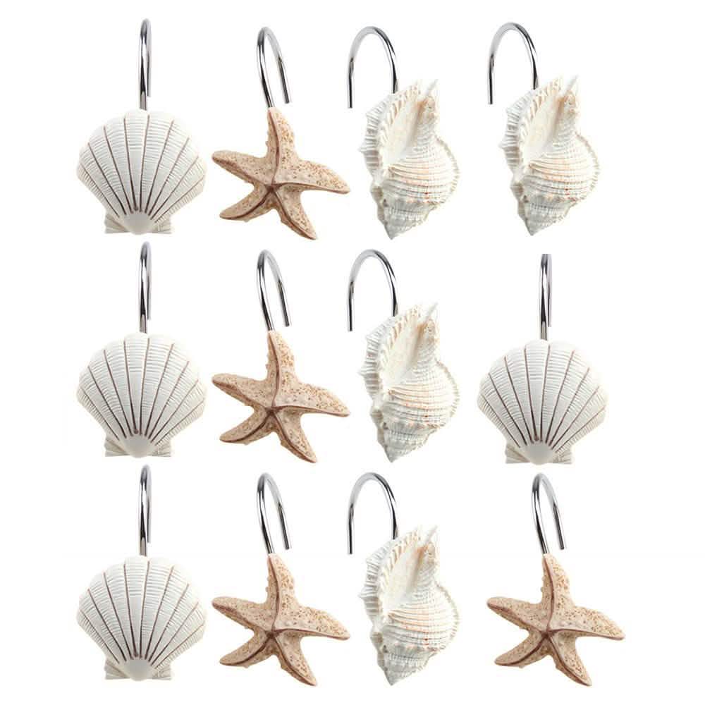 12-Piece: AGPTEK Decorative Seashell Shower Curtain Hooks-12-Piece: AGPTEK Decorative Seashell Shower Curtain Hooks