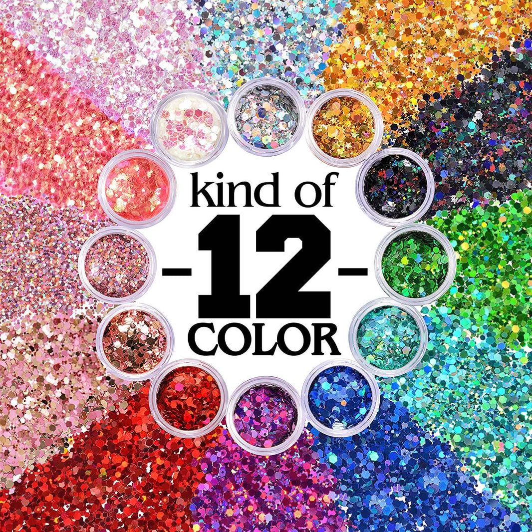 12-Piece: Holographic Chunky Glitters-12-Piece: Holographic Chunky Glitters