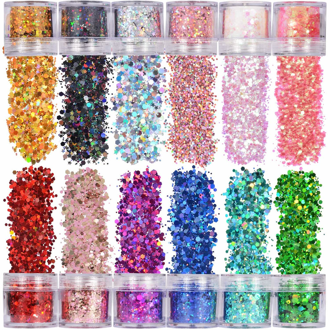 12-Piece: Holographic Chunky Glitters-12-Piece: Holographic Chunky Glitters