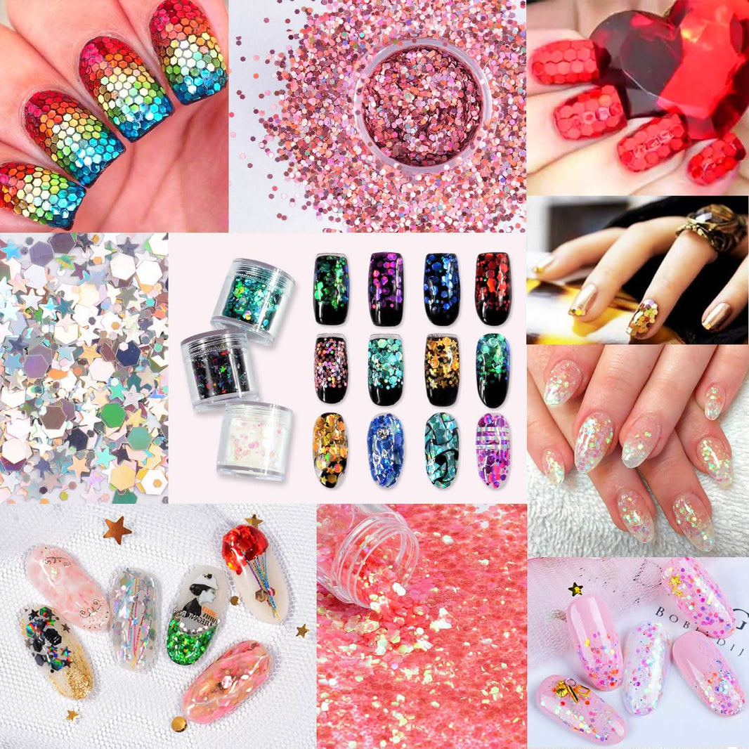 12-Piece: Holographic Chunky Glitters-12-Piece: Holographic Chunky Glitters