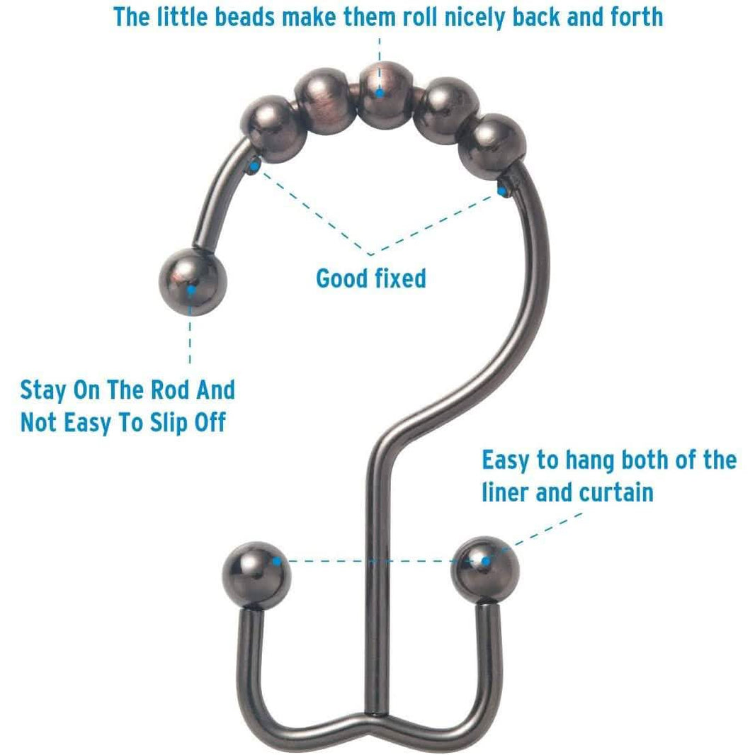 12-Piece Set: Titanker Shower Curtain Hooks Rings-12-Piece Set: Titanker Shower Curtain Hooks Rings
