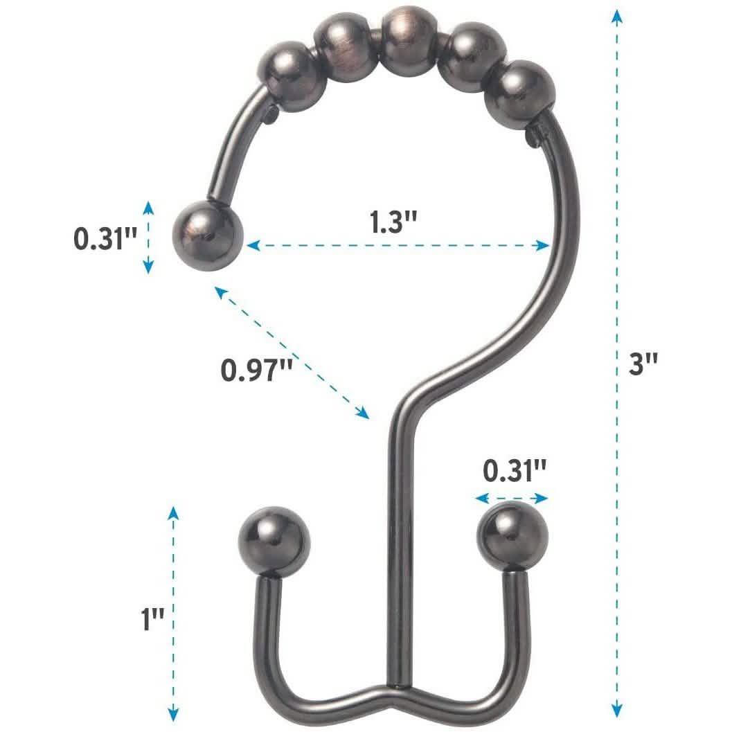 12-Piece Set: Titanker Shower Curtain Hooks Rings-12-Piece Set: Titanker Shower Curtain Hooks Rings
