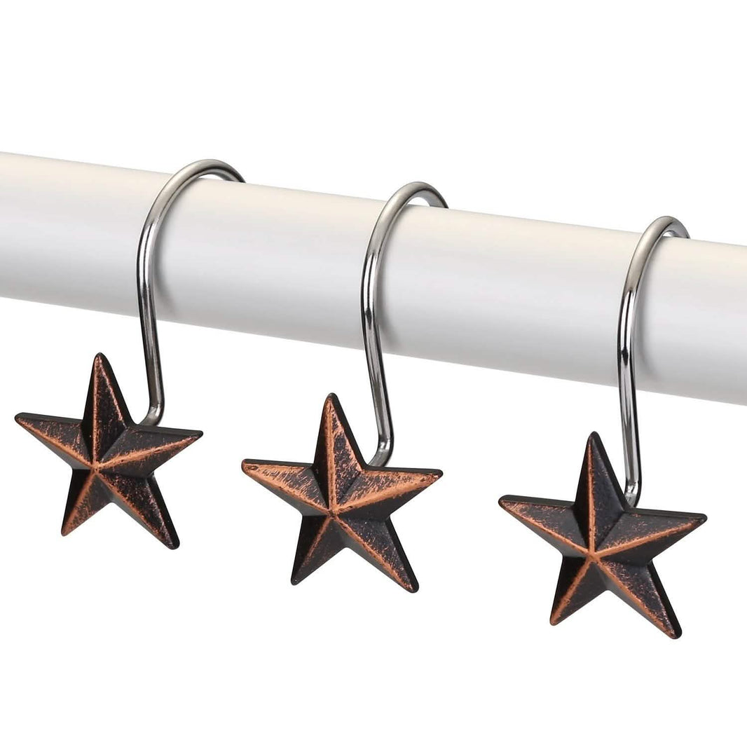 12-Pieces: Anti-Rust Star Decorative Shower Curtain Hooks-12-Pieces: Anti-Rust Star Decorative Shower Curtain Hooks