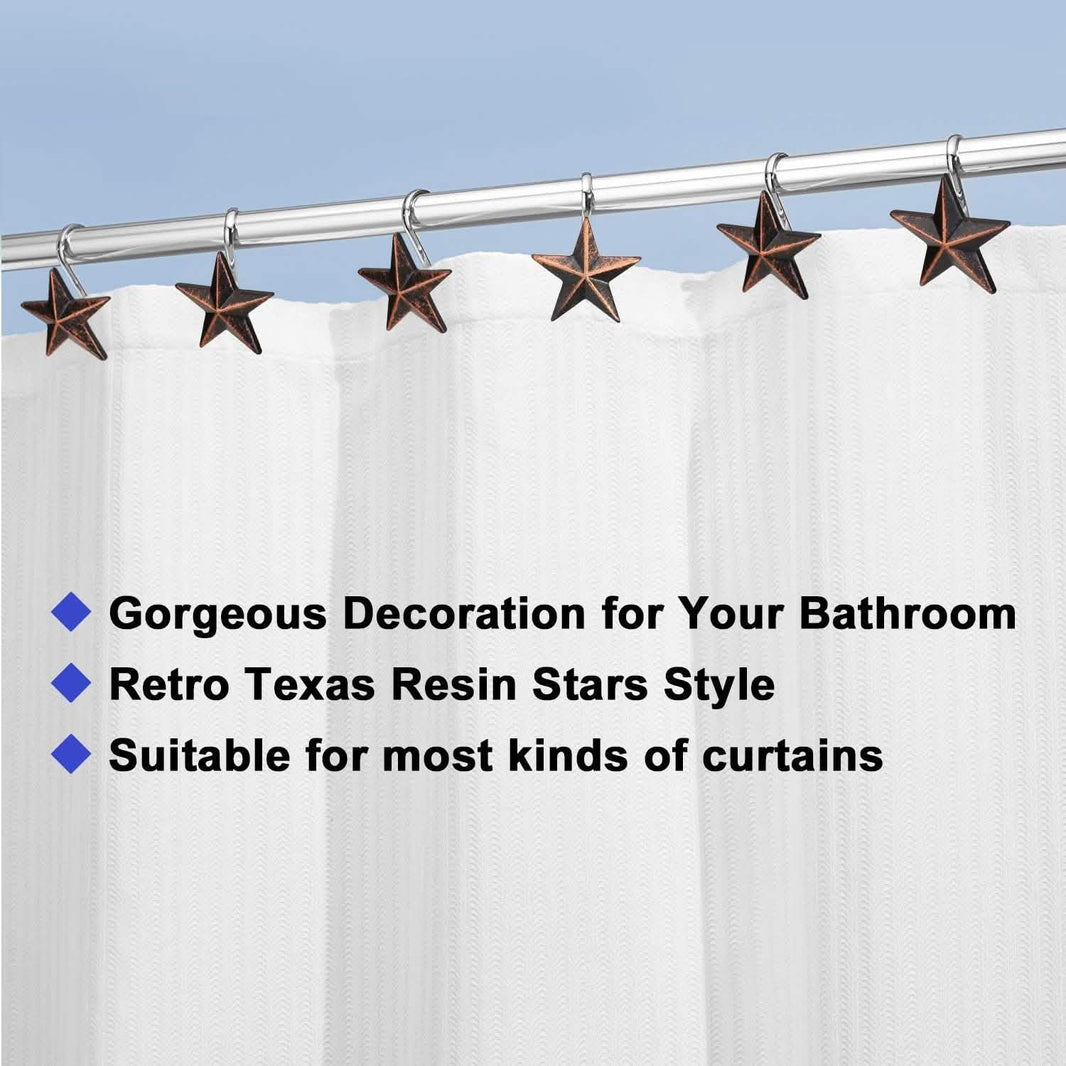 12-Pieces: Anti-Rust Star Decorative Shower Curtain Hooks-12-Pieces: Anti-Rust Star Decorative Shower Curtain Hooks