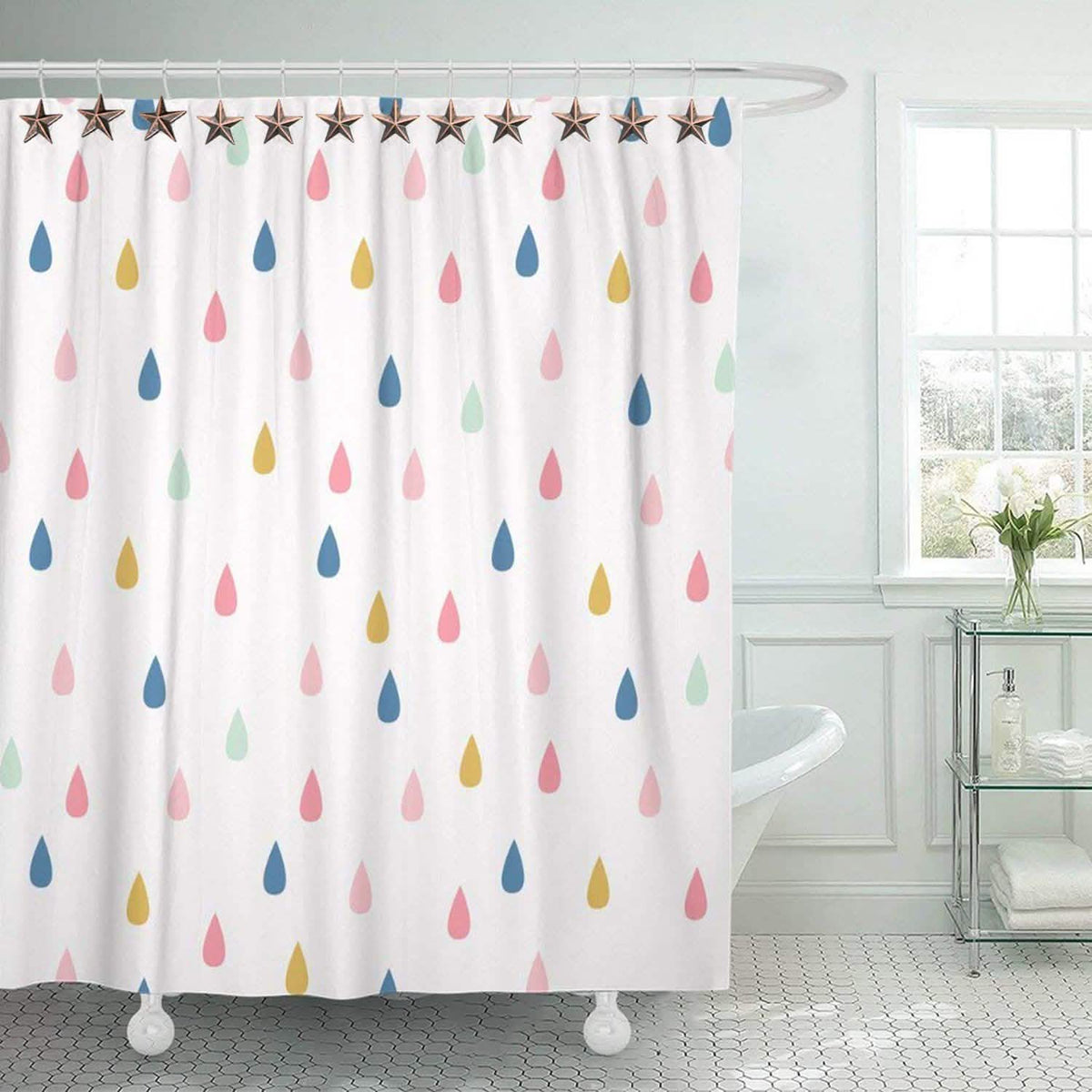 12-Pieces: Anti-Rust Star Decorative Shower Curtain Hooks-12-Pieces: Anti-Rust Star Decorative Shower Curtain Hooks