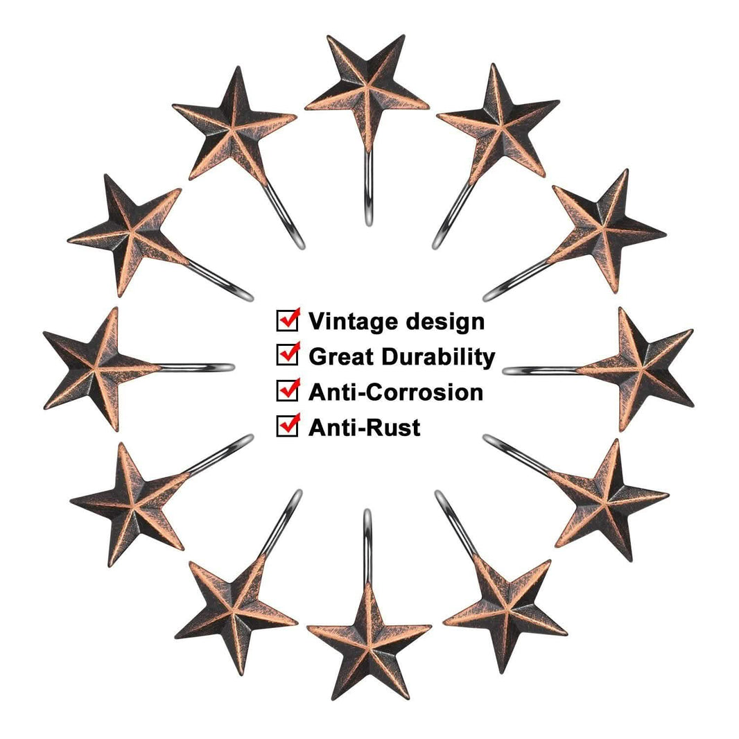 12-Pieces: Anti-Rust Star Decorative Shower Curtain Hooks-12-Pieces: Anti-Rust Star Decorative Shower Curtain Hooks