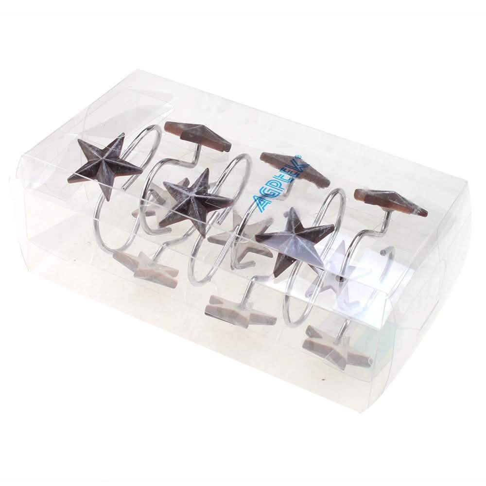 12-Pieces: Anti-Rust Star Decorative Shower Curtain Hooks-12-Pieces: Anti-Rust Star Decorative Shower Curtain Hooks