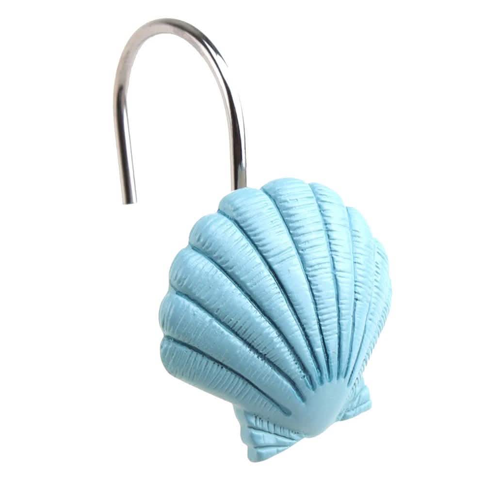 12-Pieces: Seashell Shower Curtain Hooks Bathroom Beach Shell-12-Pieces: Seashell Shower Curtain Hooks Bathroom Beach Shell