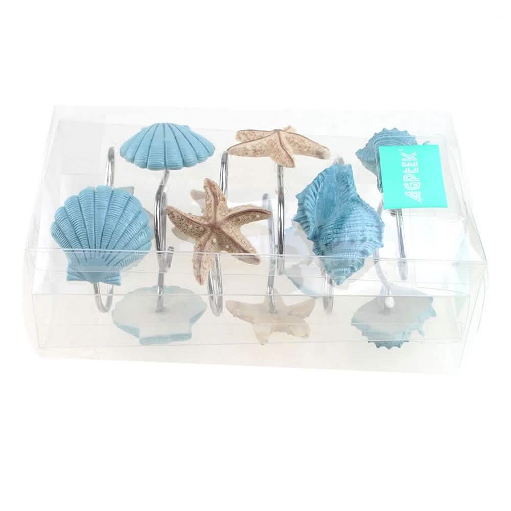 12-Pieces: Seashell Shower Curtain Hooks Bathroom Beach Shell-12-Pieces: Seashell Shower Curtain Hooks Bathroom Beach Shell