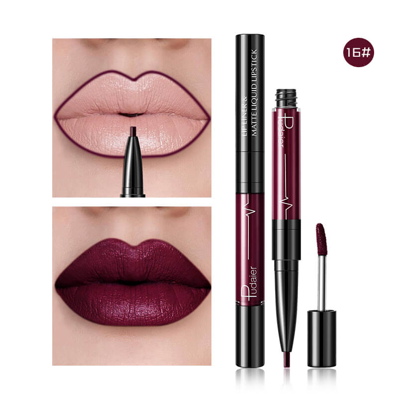 Pudaier Matte Lip Gloss Lip Liner 2 in1 Maquiagem Profissional Completa Agate Red Lip Tint Plumper Tattoo Makeup liquid Lipstick-b061415b3aff22332e442f73ffde9860